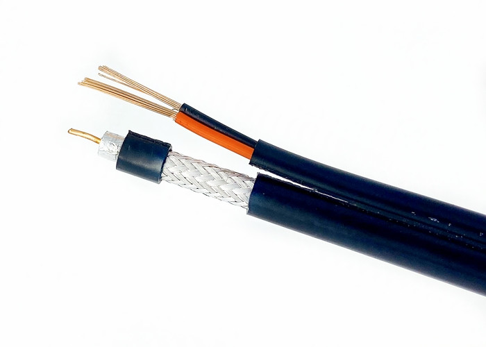 RG6P Siamese Cable For Security Cameras CCTV 2x18 AWG Power 12V DC / 24V AC